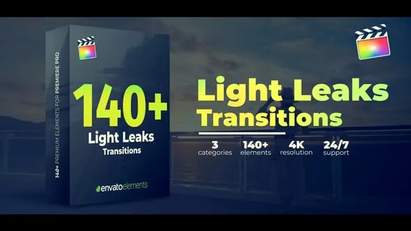 90个镜头炫光迭加过渡转场预设动画FCPX插件 Light Leaks Transitions – FCPX