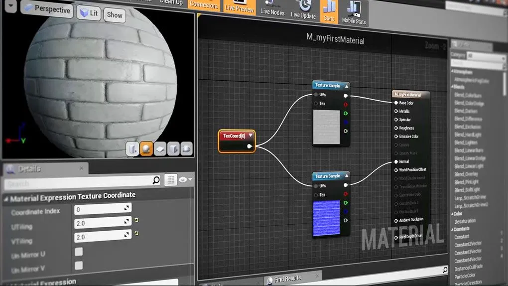 UE4游戏引擎中材质制作核心训练频教程 Unreal Engine 4 Materials Fundamentals