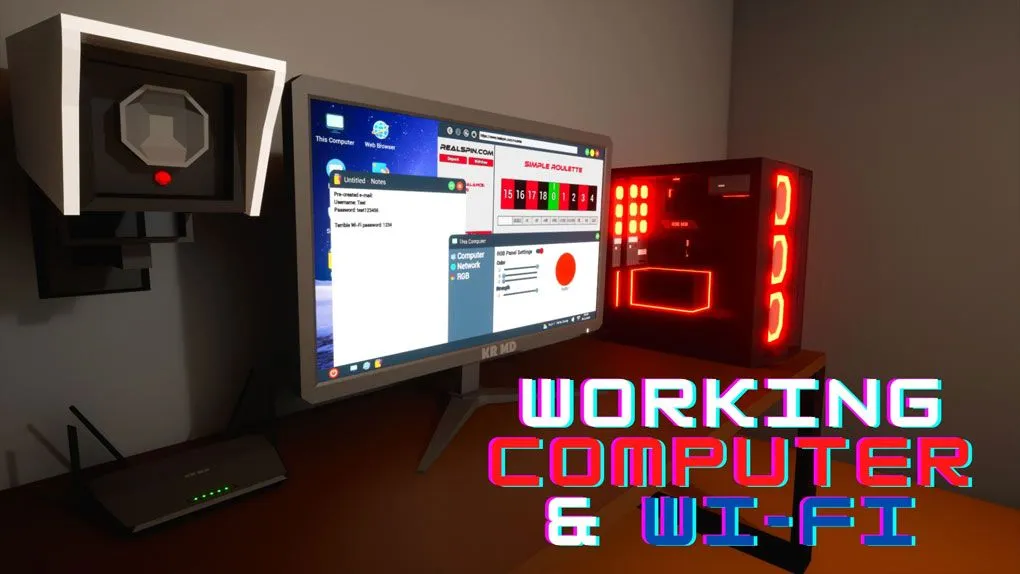 工作计算机电脑和Wi-Fi系统模拟Unreal Engine游戏素材资源 Working Computer & Wi-Fi System