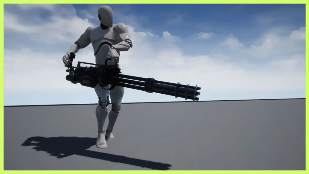 第三人称角色使用机枪姿势动画Unreal Engine游戏素材资源 Minigun Animation Set