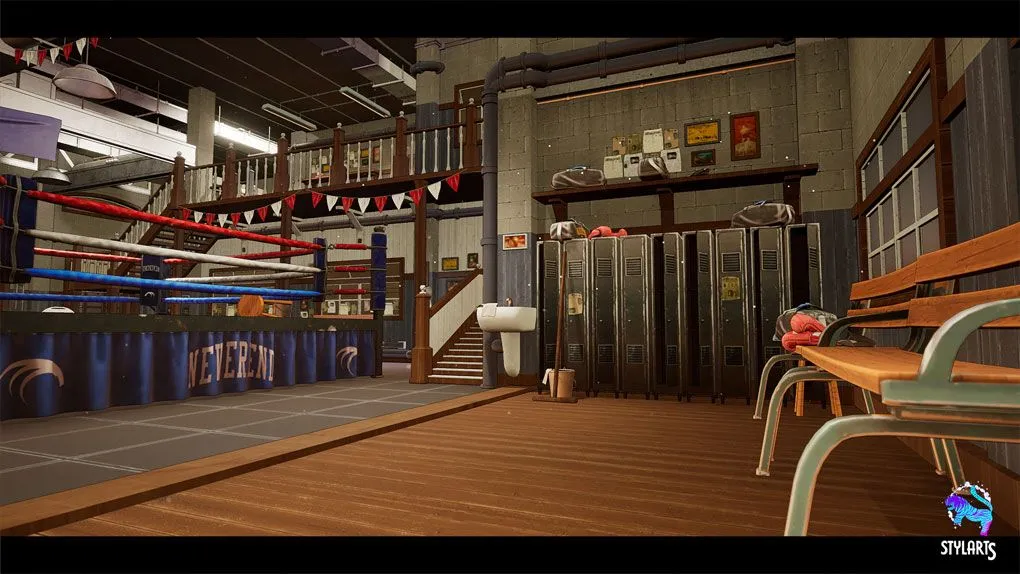 拳击场俱乐部室内环境场景UE游戏素材 Stylized Boxing Club ( Stylized , Boxing , Stylized )