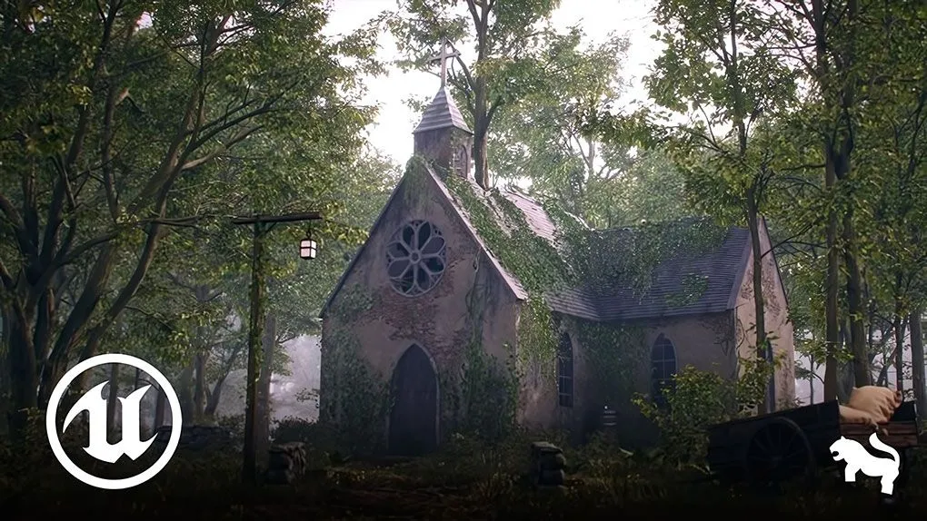 UE5虚幻引擎废弃教堂环境场景制作流程视频教程 Creating Abandoned Church 3D Environment in Unreal Engine 5