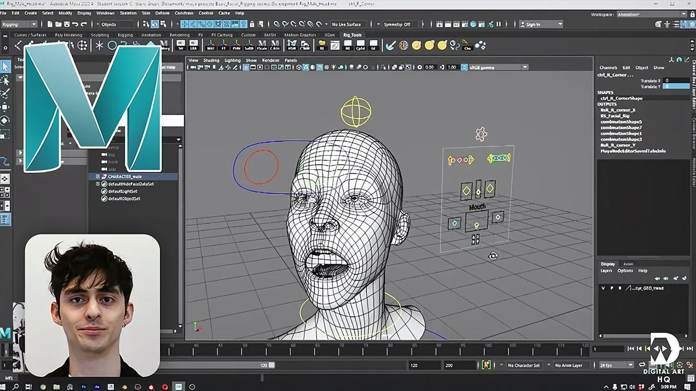 Maya人物角色面部绑定装配动画核心技术视频教程