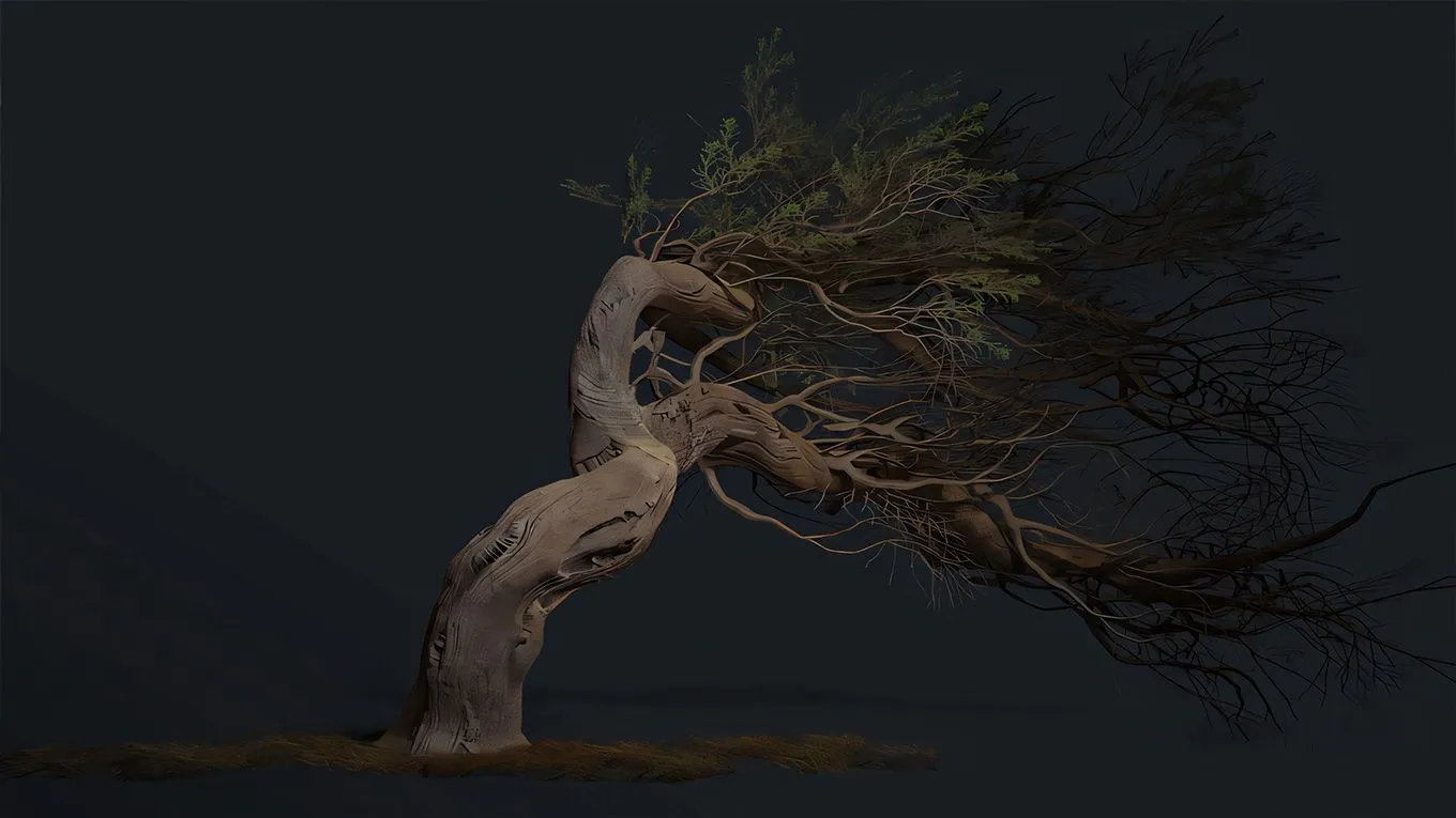 Maya和Zbrush风吹树叶游戏资产完整制作流程视频课程