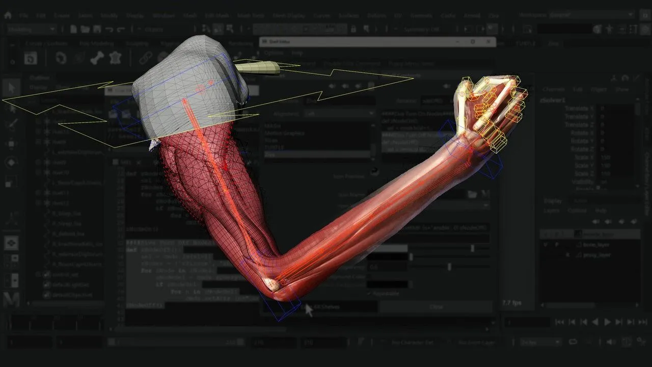 Maya中Ziva VFX人体骨骼组织模拟动画视频教程