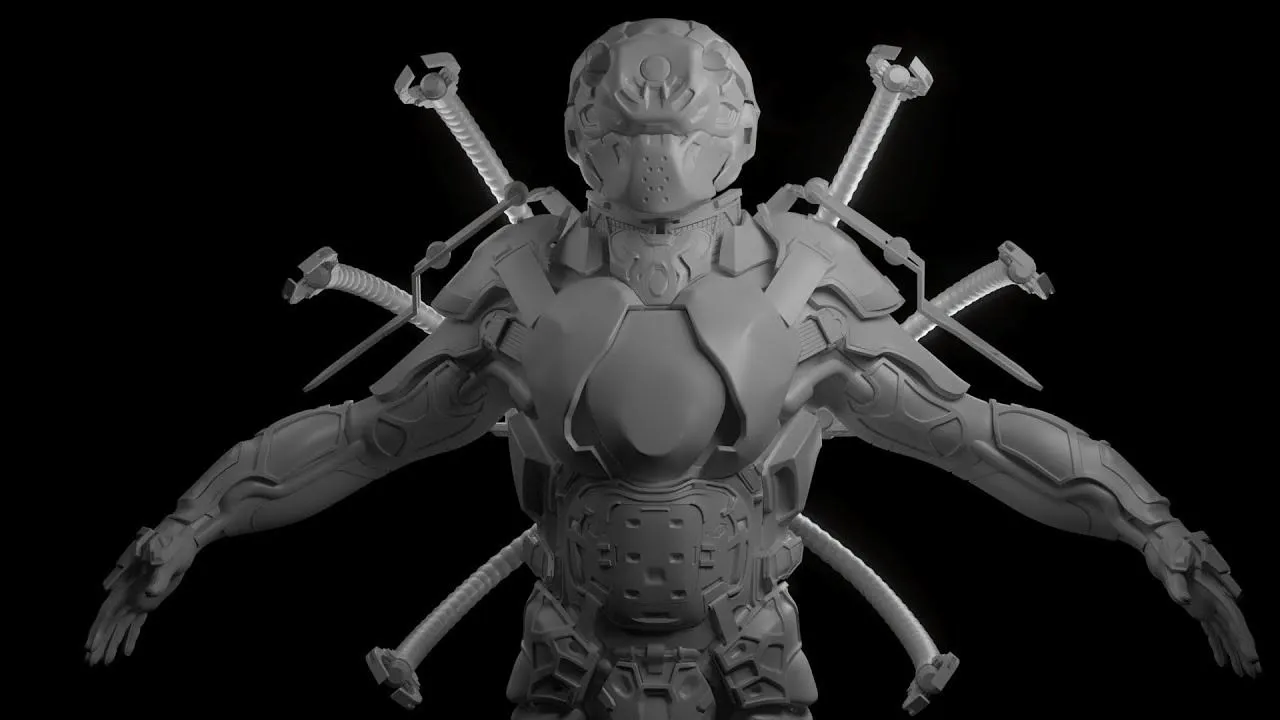 Zbrush与3dsmax科幻士兵硬表面雕刻建模视频教程