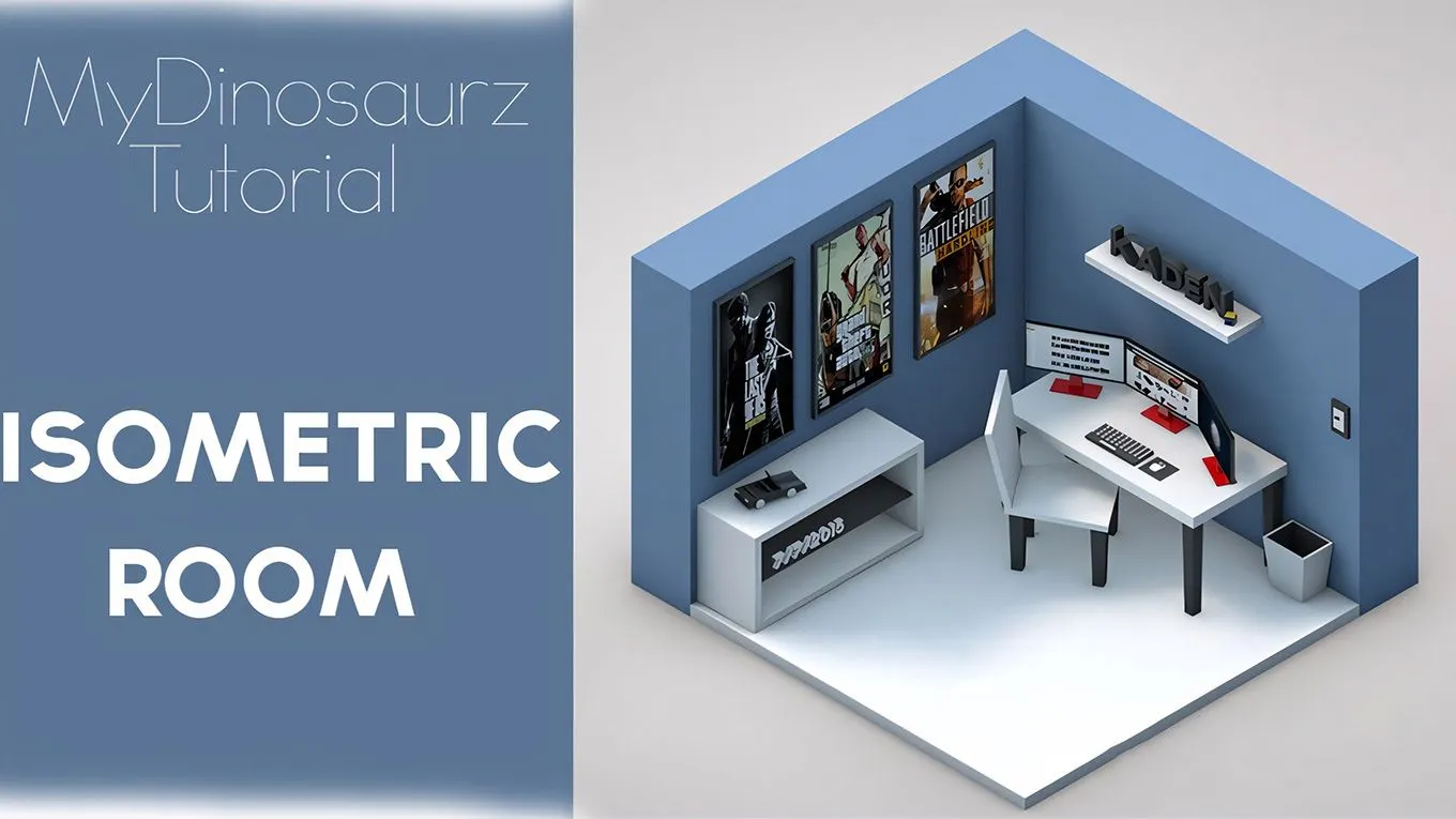 C4D等距桌椅制作视频教程 Isometric Desk and Chair Cinema 4D Tutorial