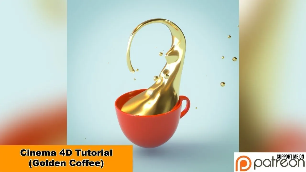 C4D金色的咖啡模型材质渲染视频教程 Golden Coffee Cinema 4D Tutorial