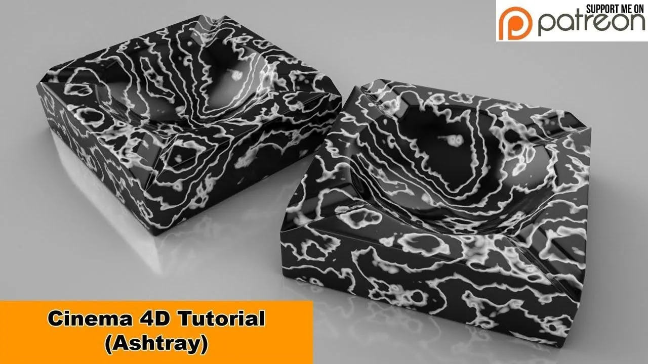 C4D大理石烟灰缸建模渲染视频教程 Model an ashtray Cinema 4D Tutorial
