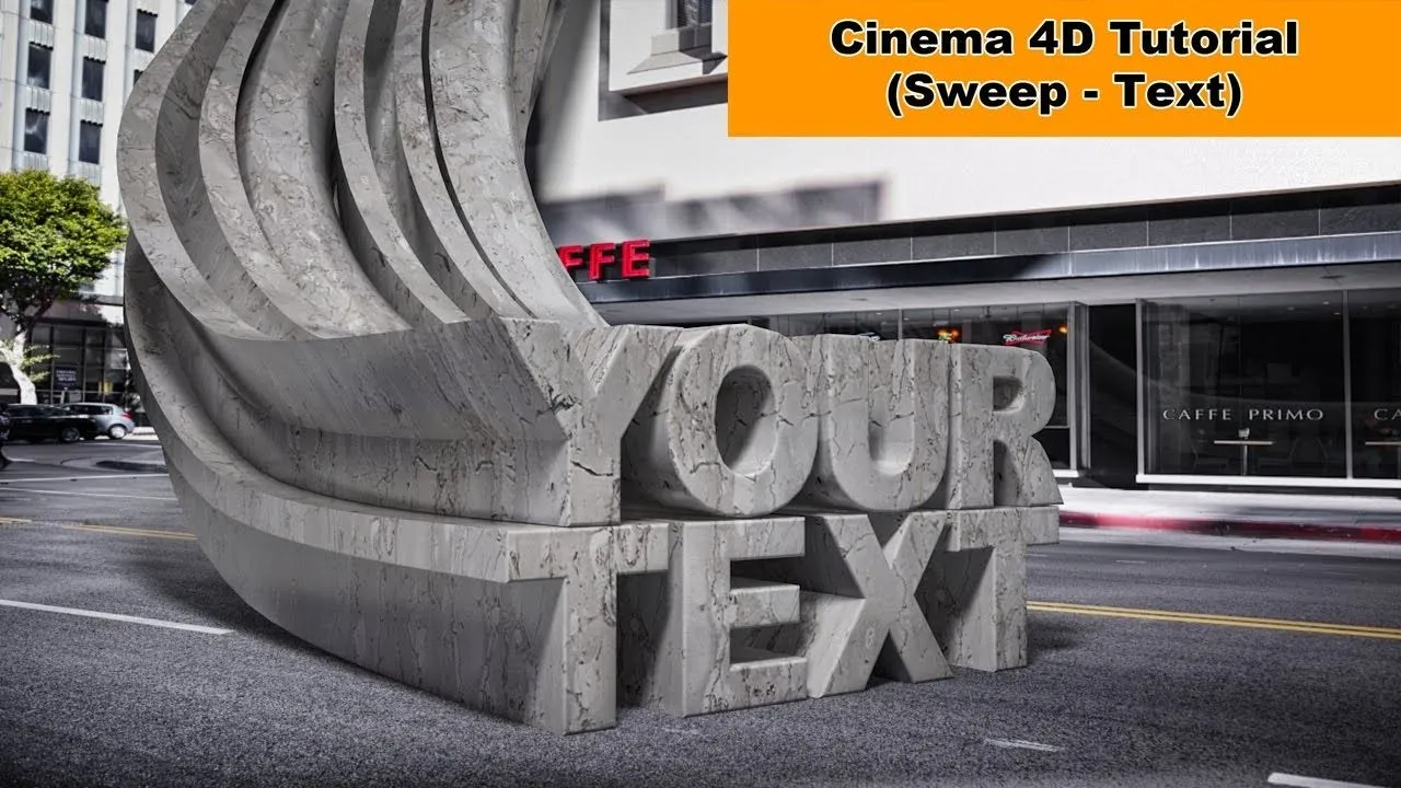 拉伸文字建模渲染实景合成视频教程 Sweep Text Cinema 4D Tutorial