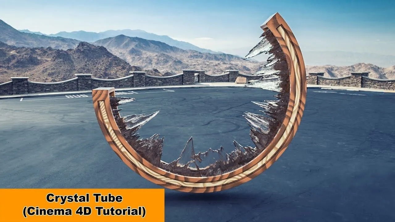 C4D木槽结冰建模材质渲染视频教程 Crystal Tube Cinema 4D Tutorial