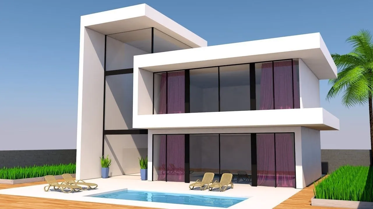 C4D别墅建模材质渲染视频教程 附工程文件 Modern House Cinema 4D Tutorial