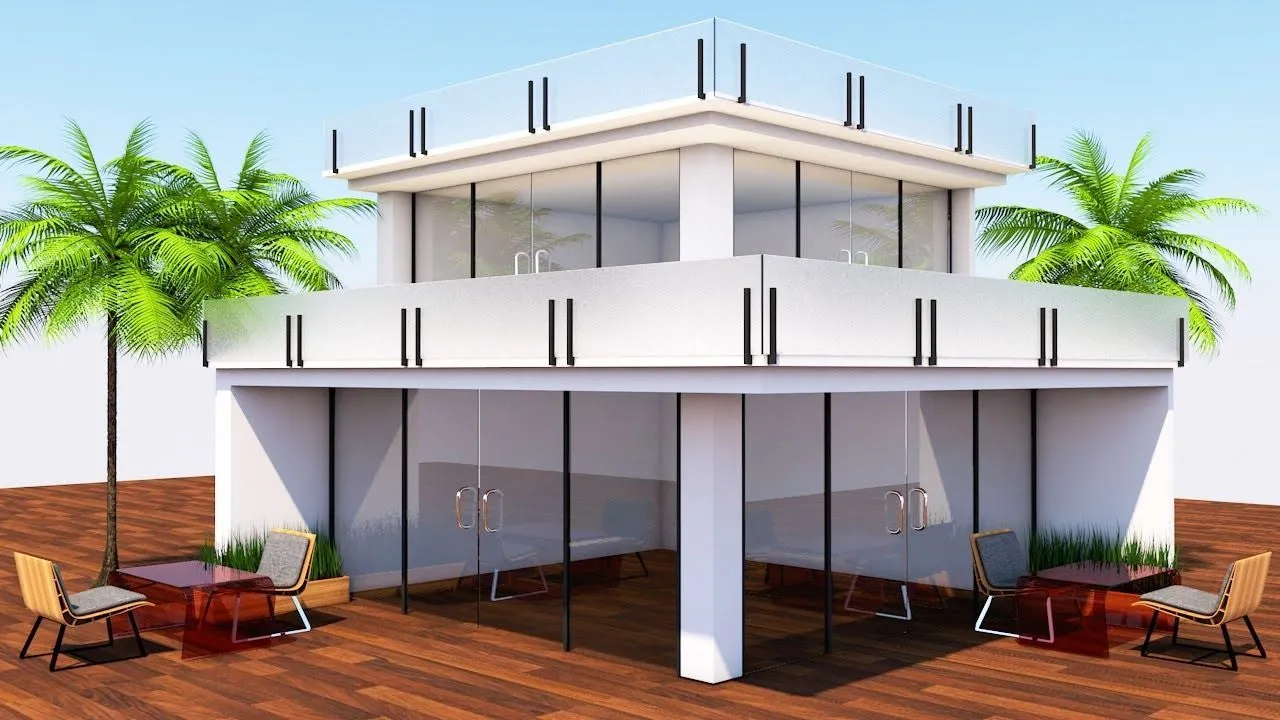 C4D现代简约办公室建模材质渲染视频教程 Modern House Cinema 4D Tutorial