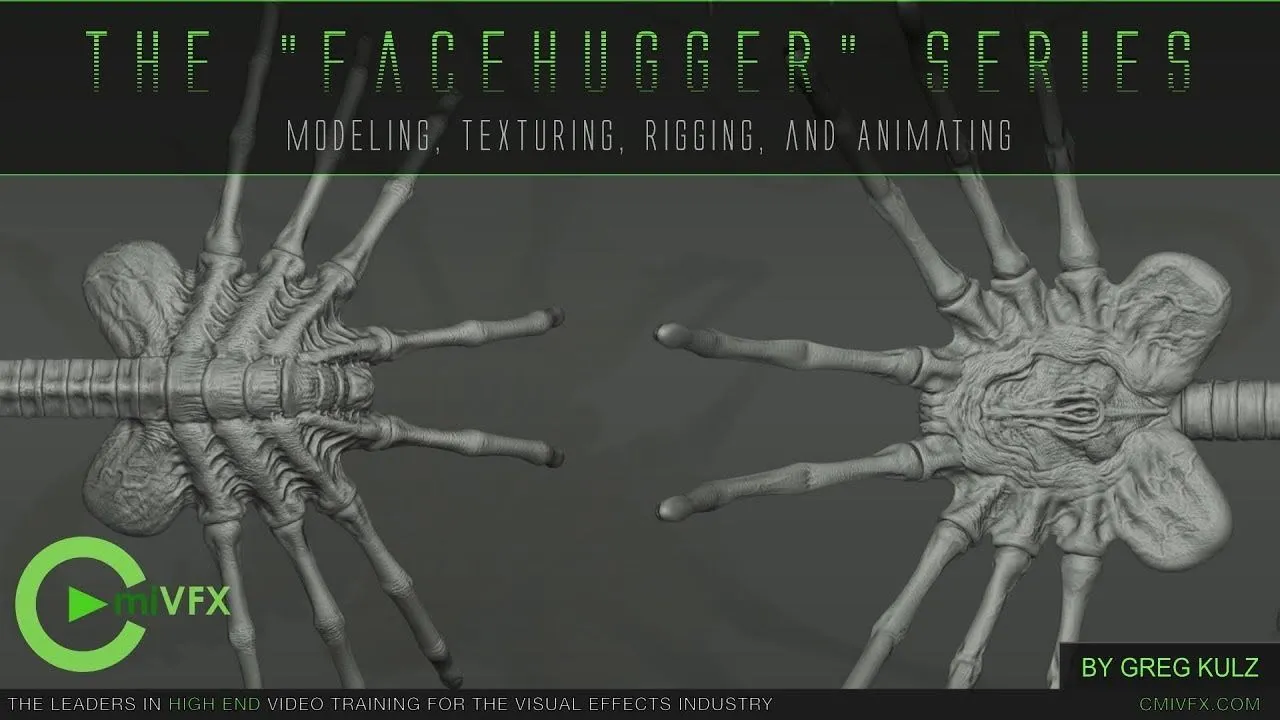 C4D异形抱脸虫建模动画完整实例制作视频教程