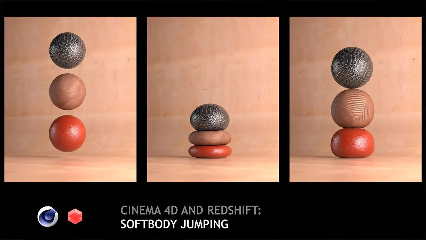 C4D中Redshift软体柔体反弹跳跃制作技术视频教程