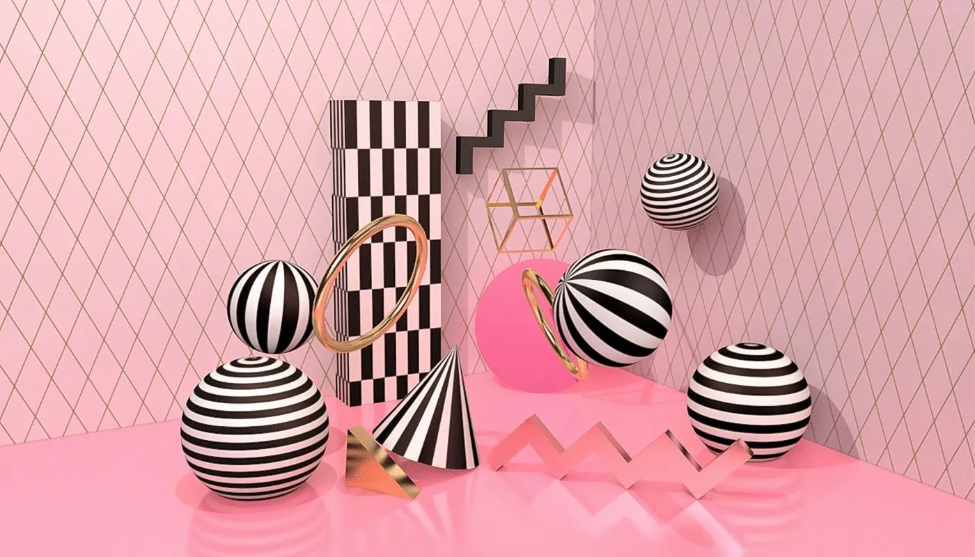 C4D创造性概念3D几何图形实例制作视频教程