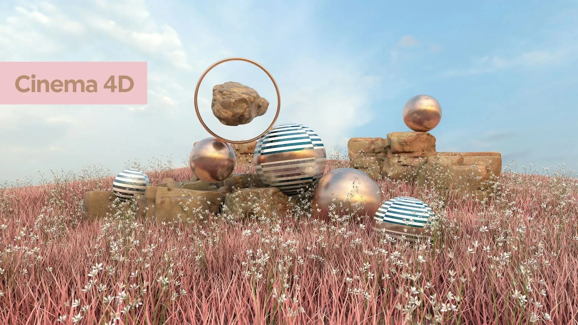 Cinema 4D创意景观插画实例制作视频教程