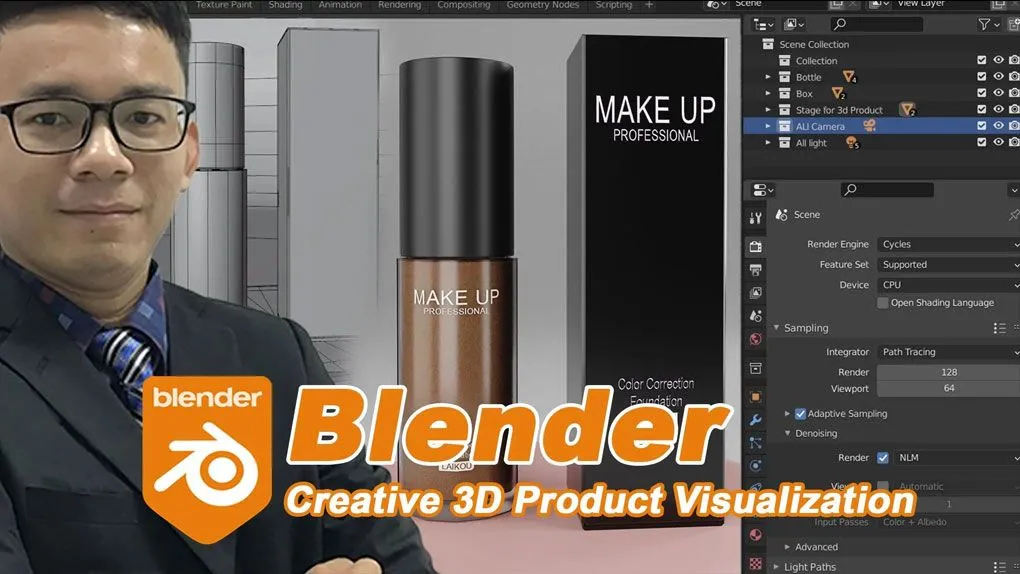 Blender化妆品创意可视化3D技术训练视频教程 blender Tutorial Creative 3D Product Visualization