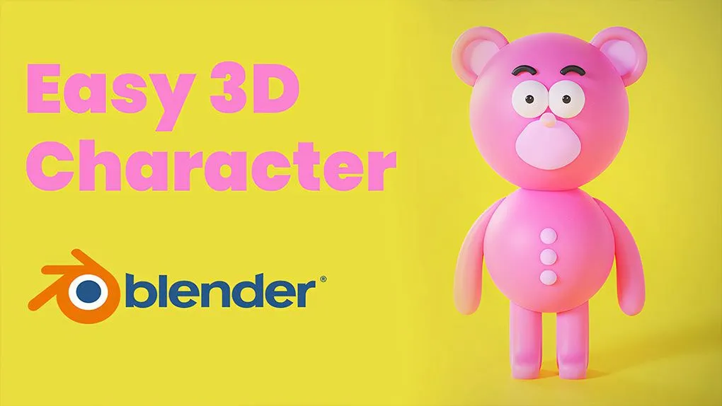 Blender 3D卡通熊角色完整实例制作视频教程 中文字幕 Blender 3D Easy Cartoon Bear Character