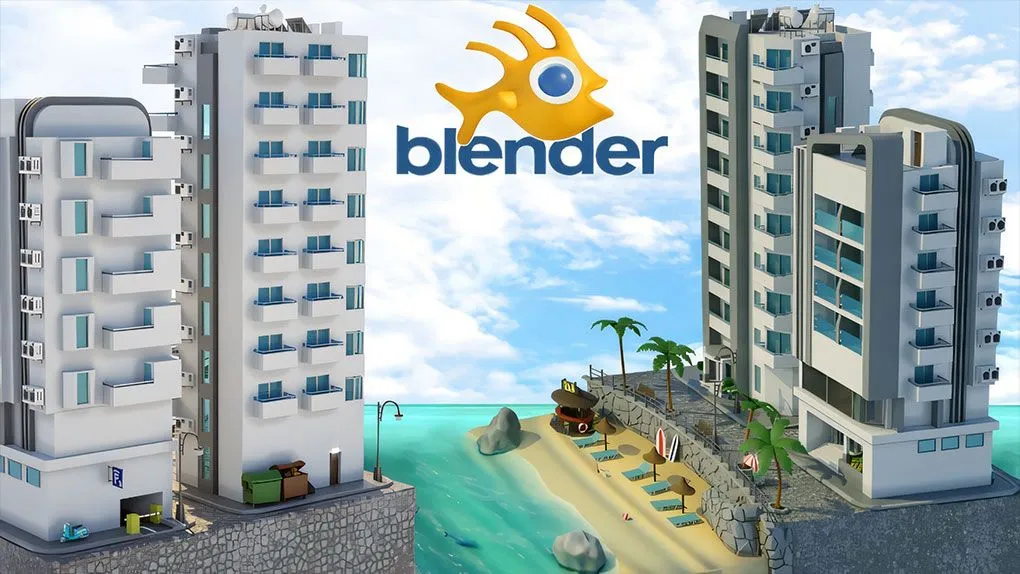 Blender热带酒店度假村场景完整制作流程视频教程 Blender 3: Stylized Scene The Ultimate Guide