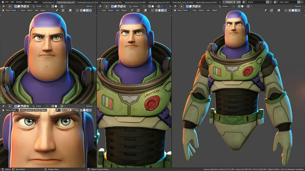 Blender玩具总动员动画角色巴斯光年制作视频课程 YanSculpts – CP 53 – Level 3 Buzz Lightyear