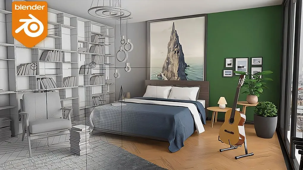 Blender室内设计与逼真可视化初学者入门训练视频教程 Interior Design and Visualization in Blender for beginners