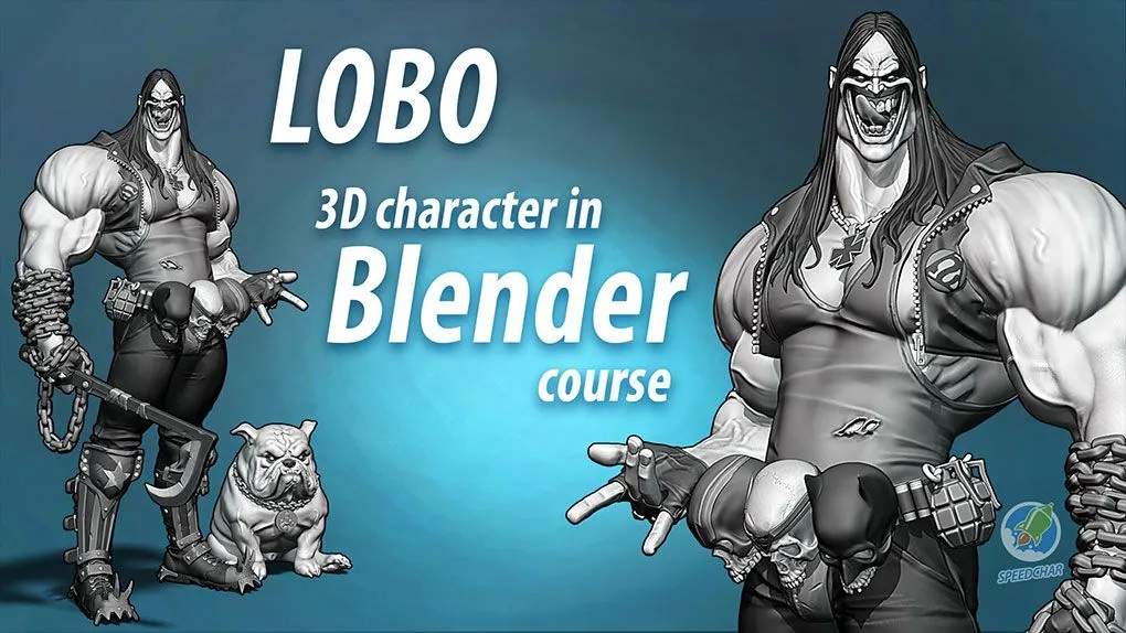 Blender暴狼罗伯DC动漫反英雄角色完整制作视频教程 中文字幕 Lobo - 3D character in Blender course