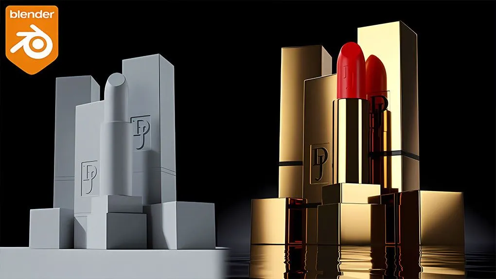 Blender化妆品口红3D建模实例制作视频教程 Become a pro at 3D product modeling with blender