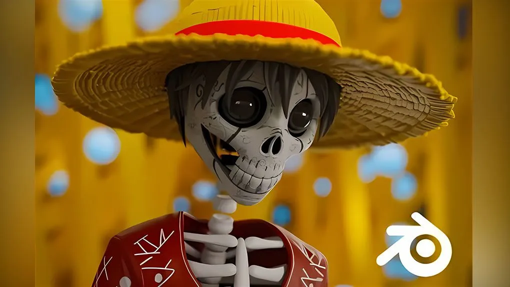 Blender海贼王路飞动漫角色完整制作流程视频教程 Skeleton Luffy - Character Creation for Beginners in Blender