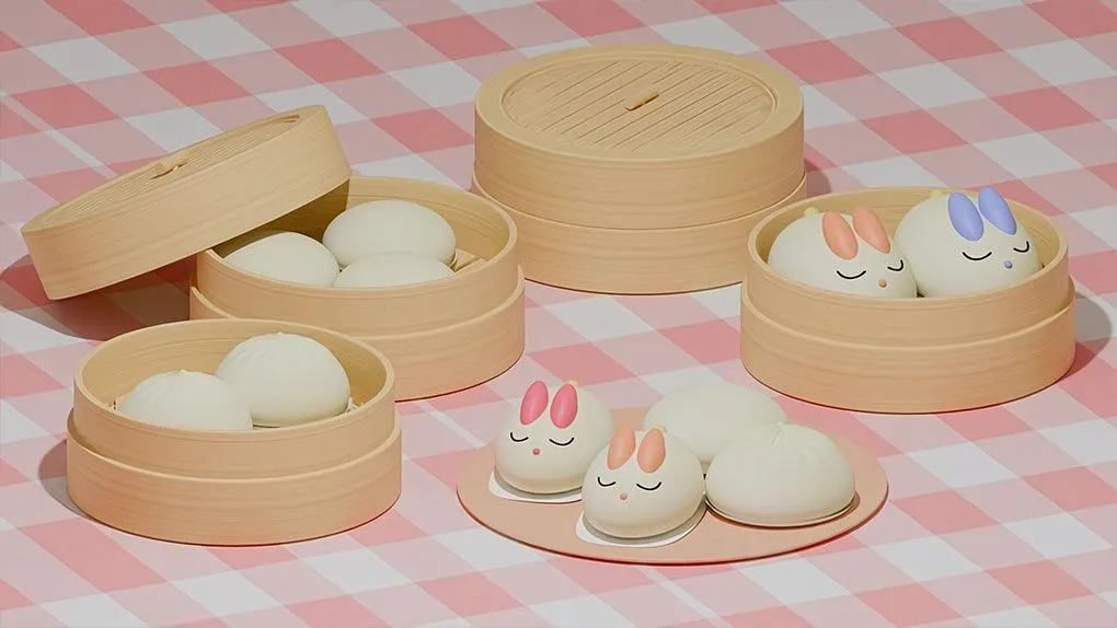 Blender中国包子建模实例制作流程视频教程 Blender : Chinese Buns