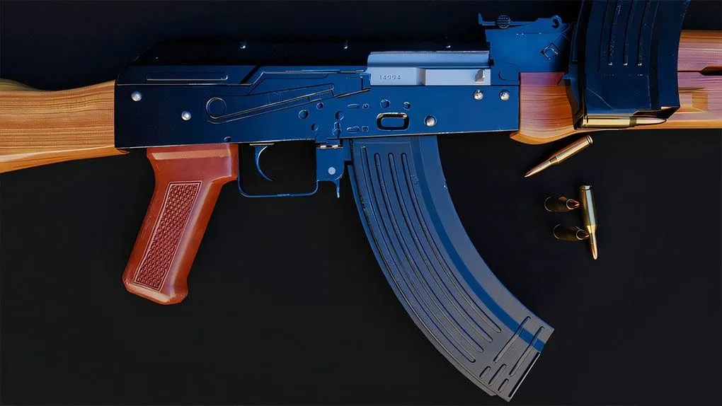Blender 3A级游戏武器AK47模型制作工作流程视频教程 NEW. Weapon modeling for AAA games in Blender