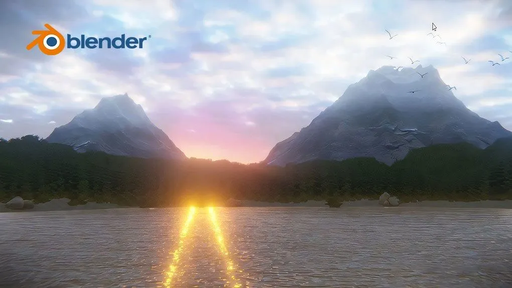 Blender逼真高楼湖景景观雕刻制作流程视频教程 Sculpting Realistic Landscapes in 3D