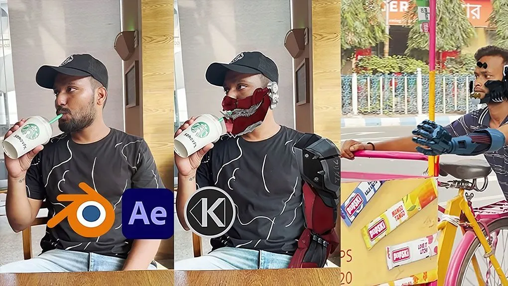 Blender与AE赛博朋克机甲VFX视觉特效制作视频教程 Cyberpunk India VFX in Blender & After Effects Course