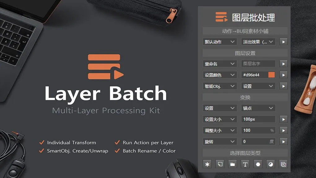 PS图层批处理拓展插件 Layer Batch Processing Kit 中文汉化版