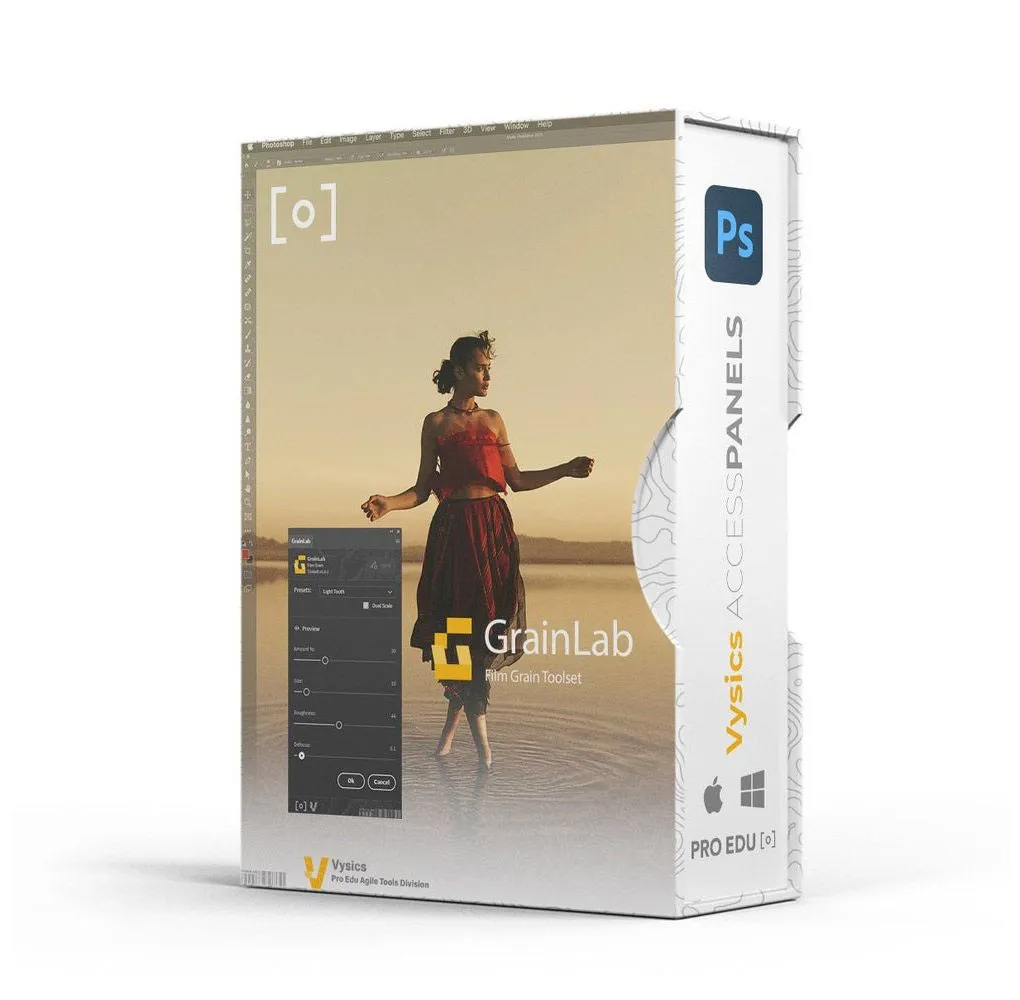 PROEDU - 胶片颗粒工具箱PS扩展插件- GrainLab for Photoshop 附中文字幕教程