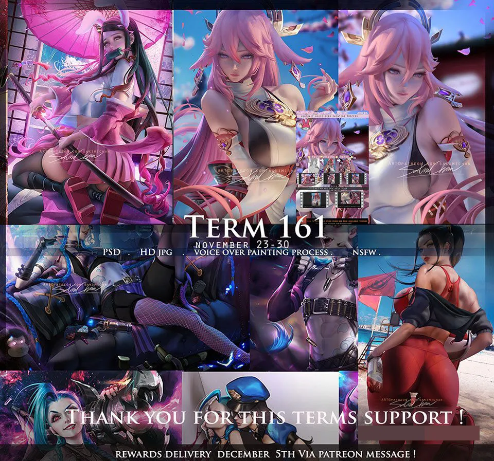 Sakimichan角色手绘实例视频教程第161季 Sakimi Chan – Patreon Term 161