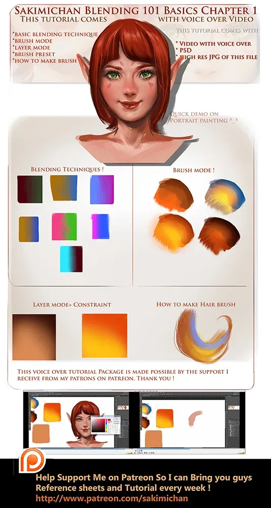 PS色彩笔触角色绘画训练视频教程 Gumroad Blending 101 by Sakimi Chan