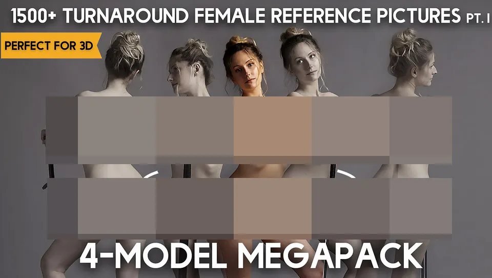 1500组360度旋转女性姿势造型高清参考图片合集