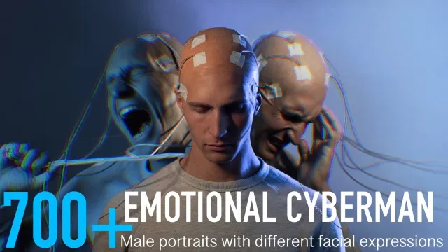 746张科幻赛博朋克男性不同面部表情高清参考图合集