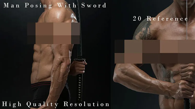 20张男性舞刀弄剑姿势造型高清人体参考图合集