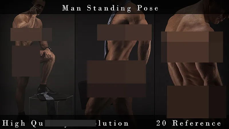 20张男性站立姿势造型高清人体参考图合集