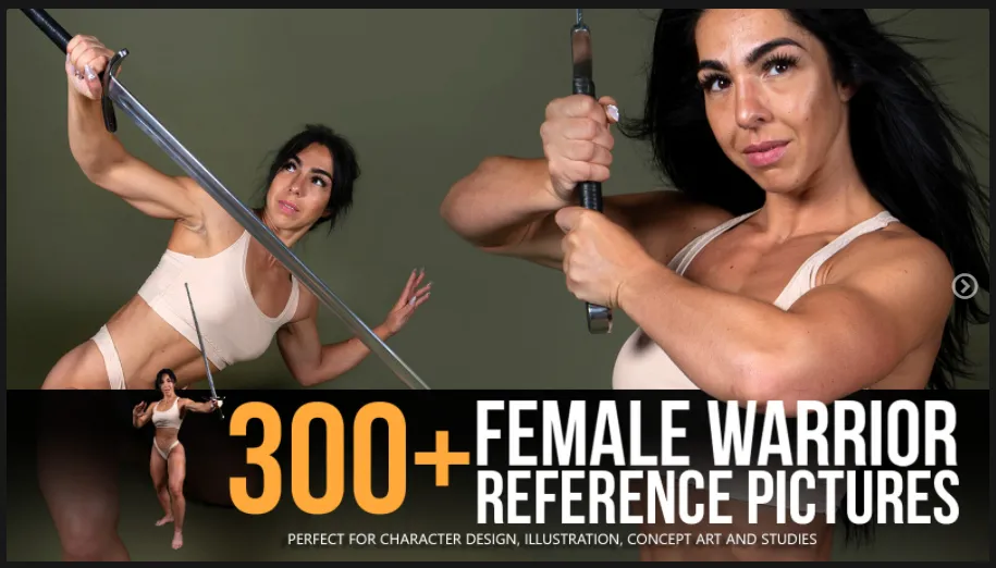300组女性肖像战斗动作姿势造型高清参考图片合集