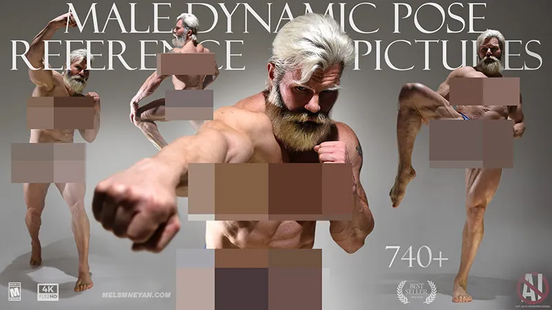 740张男性动态艺术姿势造型高清参考图合集