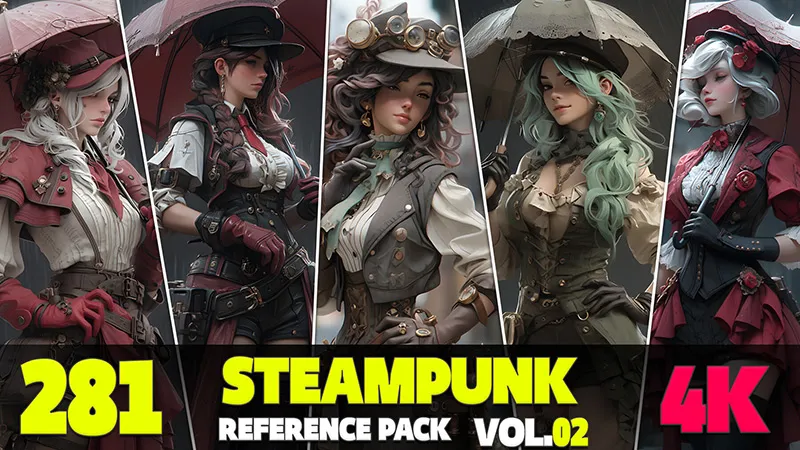 281张蒸汽朋克人物角色AI人工智能生成4K原画插画