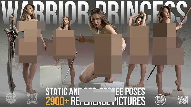 2900张勇敢女性手持武器艺术姿势造型高清参考图合集