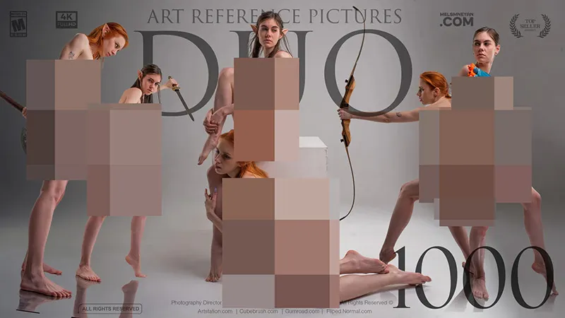 1000张双人女性动作捕捉艺术姿势造型高清参考图合集