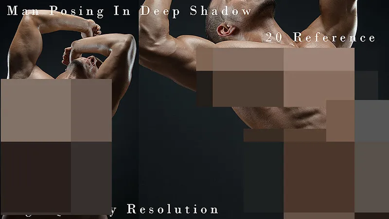 20张男性躯干在深色阴影中姿势造型高清参考图合集