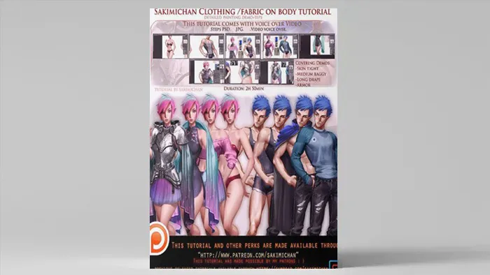 角色服饰服装材料面料数字绘制视频教程 Gumroad Clothing Fabric On Body Tutorial