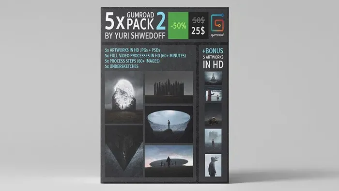 游戏概念绘画训练视频教程 Gumroad 5x pack 2 by Yuri Shwedoff