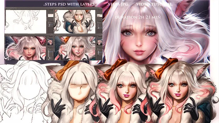 可爱狐妖绘画艺术训练视频教程 Miss Snow Kitty Video Tutorial Pack